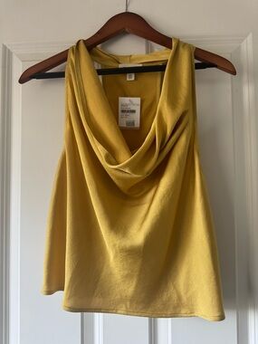 Nordstrom Open Edit Mustard Cowl Neck Tank